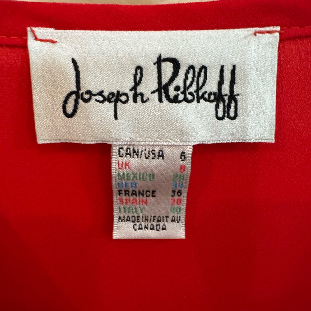 Joseph Ribkoff Vibrant Red V-Neck Draped Long Sleeve Blouse Size 6 - Picture 2 of 3